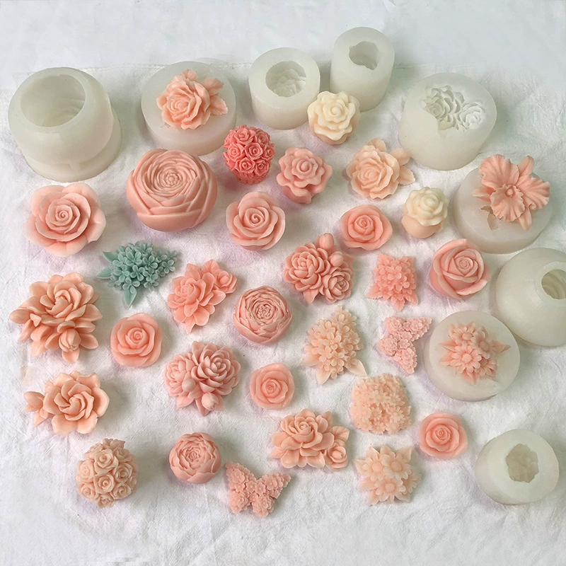 Силиконовые формы с цветочным узором, прозрачные кремово‑белые, для handmade свечей/мыл/ароматических цветов, множество форм