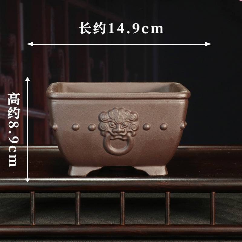 Antiguo púrpura arena maceta fábrica al por mayor grande rectangular suculenta gres bonsai simple orquídea especial maceta