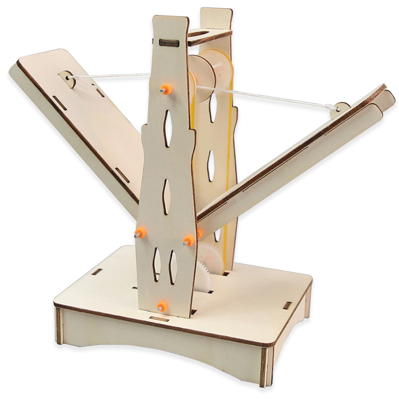 Modelo de puente colgante de madera DIY tecnología pequeña fabricación de estudiantes elevación manual paquete de material experimental