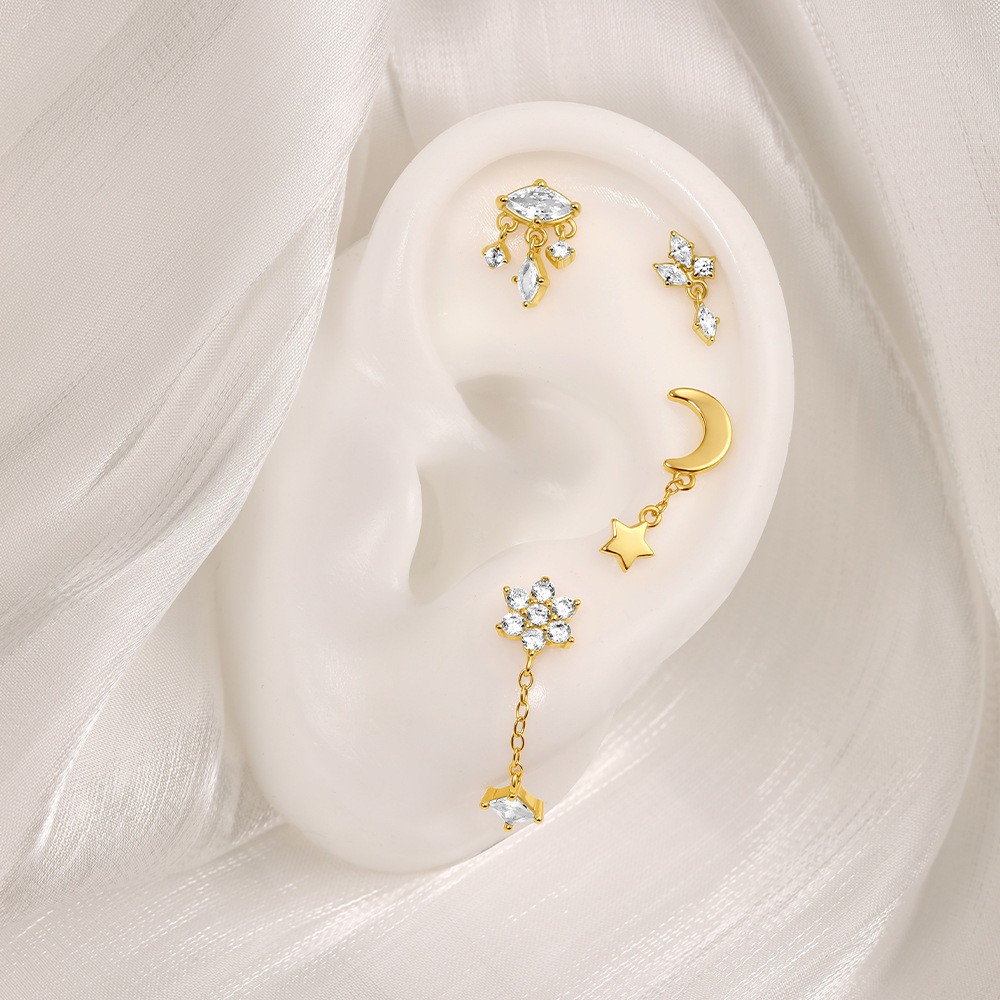3g Weight Zircon Inlay Material Ear Studs Classification Ear Cartilage Rings & Studs Piercing Type 1 Piece Quantity Daily, Festival Occasion 925 Sterling Silver Material Geometric Pattern Unisex Gender Inlay Design Shiny Style 1 Piece Ear Cartilage Rings & Studs Shiny Geometric 925 Sterling Silver Inlay Zircon Ear Cartilage Rings & Studs 15