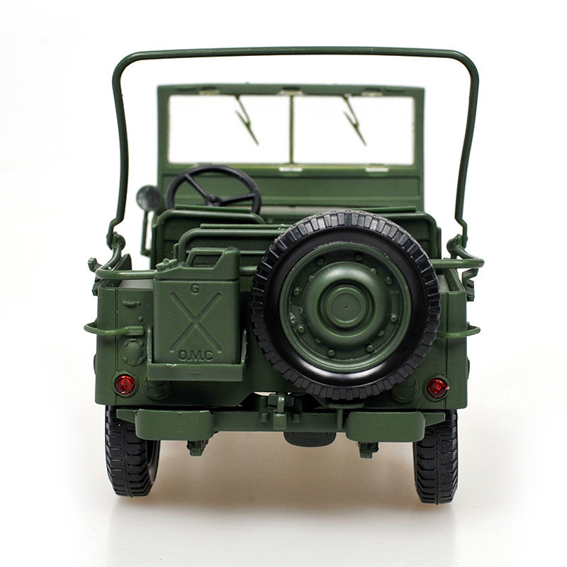 1:18 Segunda Guerra Mundial Willis Jeep táctico modelo de aleación de automóvil recuerdos de veteranos simulación adornos al por mayor