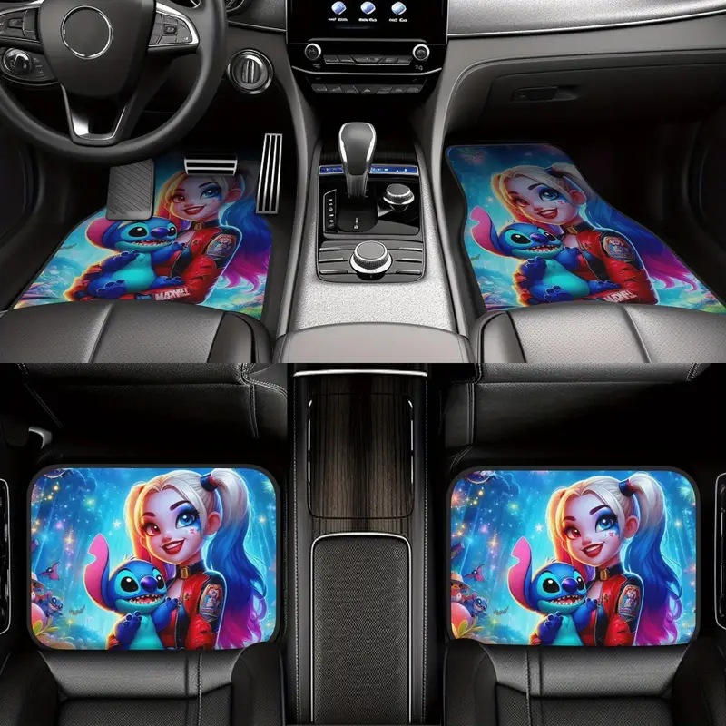 Cross-Border Hot-Selling Pattern Printed Car Floor Mats, Stain-Resistant, Water-Absorbent and Non-Slip Four-Piece Set, Etc. Can Be Shipped on Behalf of Others