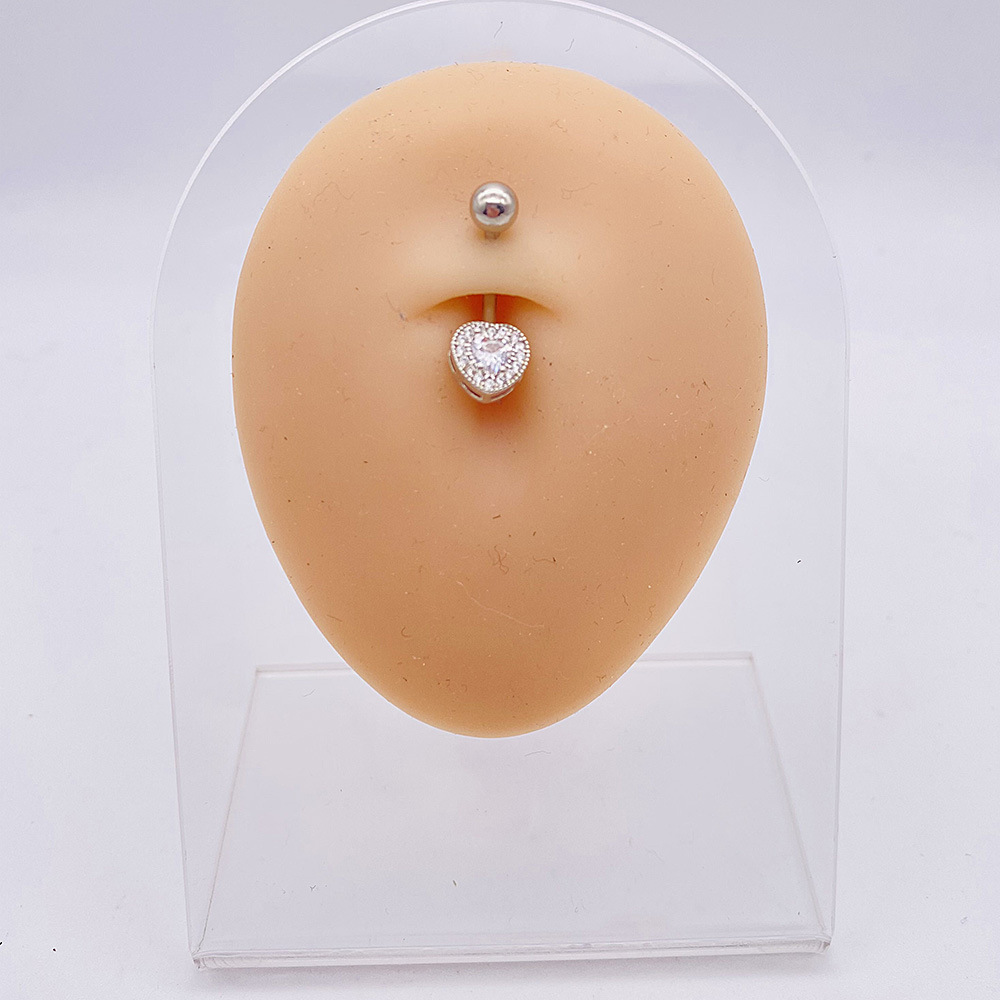 Butterfly And Heart Zircon Belly Button Ring Navel Piercing_voghion.com