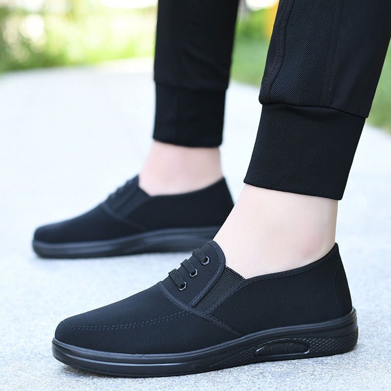 Old Men's Cloth Shoes, Men's Non-Slip, Wear-Resistant Work Shoes, Breathable, Anti-Odor Canvas Shoes, Spring and Autumn Slip-On Hiking and Leisure Shoes
