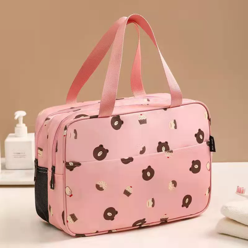 Cosmetic bag, handheld capacious shoulder bag, organizer bag wet and dry separation for traveling