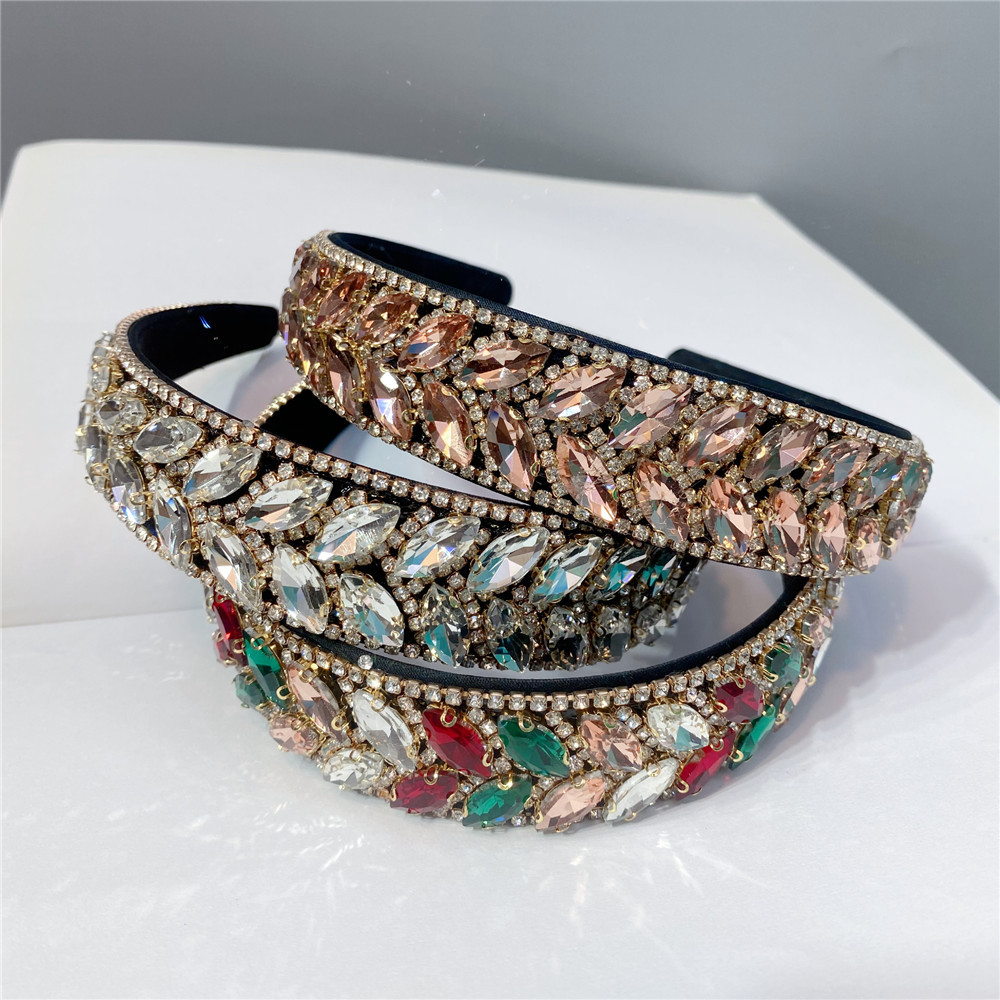 Fashion Crystal Wide-edge Diamond Gemstone Headband display picture 5