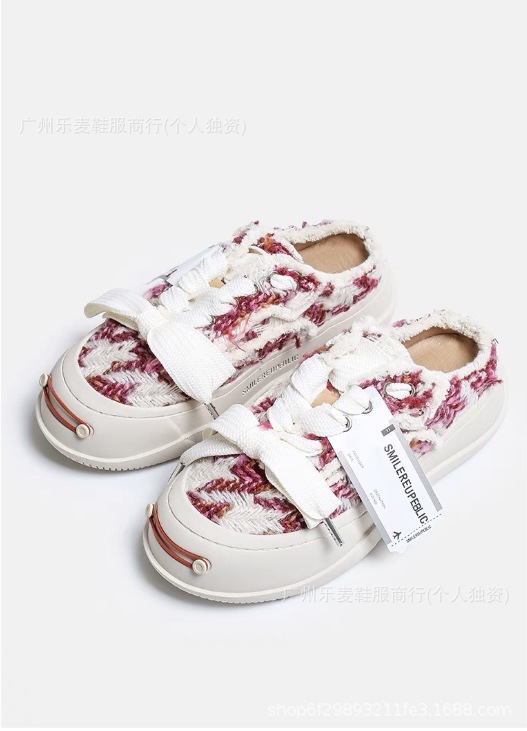 檀健次同款开口笑乞丐风帆布鞋SR~大头丑萌厚底增高7cm情侣休闲鞋|undefined