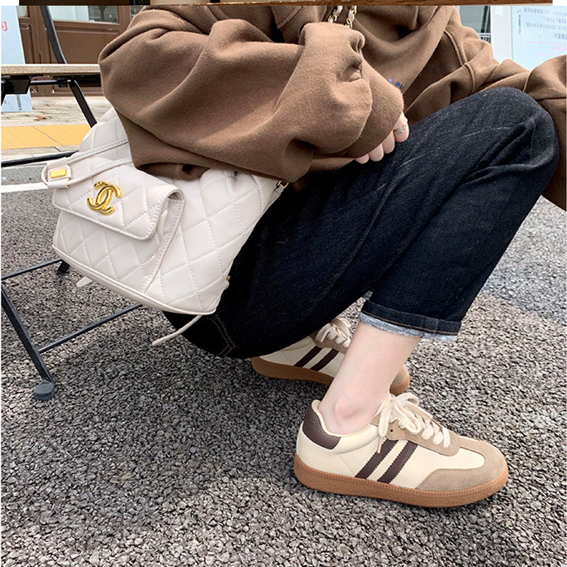 Zapatillas deportivas casuales de suela gruesa con bloques de color estilo retro 2025 de Grape Mom, zapatillas de entrenamiento alemanas para mujer, modernas para primavera y otoño