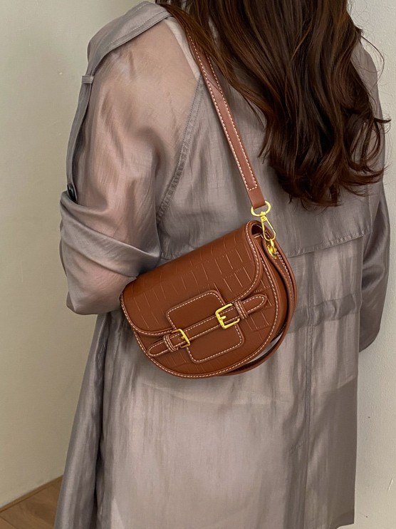 Crocodile Pattern Shoulder Bag Mujeres 2026 nuevo cross-border universal bolso cuadrado pequeño nicho diseño de moda silla de montar