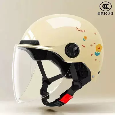 Motosiklet kaskı (dəbilqə) lightweight electric vehicle and motorcycle helmet - high-definition-transparent-harley-long-mirror-attractive-and-durable-khaki-flower-national-standard-3c-certification