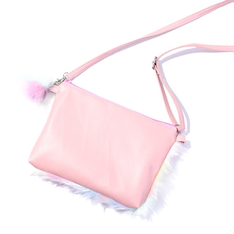 Children's Fashionable Rainbow Plush Backpack Kindergarten Little Girl Crossbody Bag
