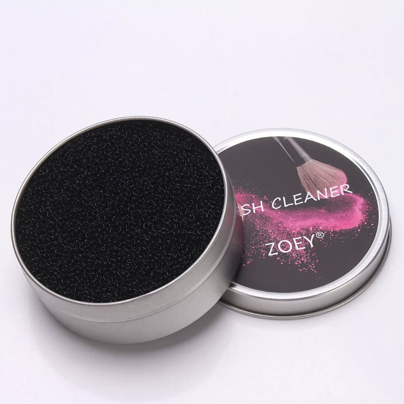 Silicone Brush Cleaner Small Tin Box, Sponge Insert, Bear-Shaped Compact Cleaner