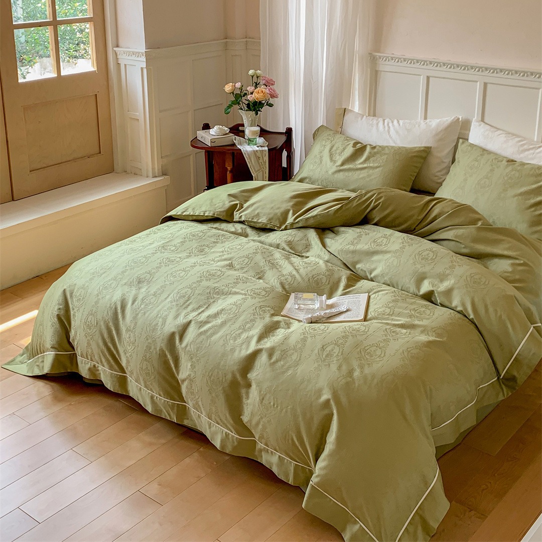 French Retro Jacquard Bedding Bedding Bedding Soft Jacket Villa High-end Pure Cotton Long-staple Cotton Four-piece Home Textile Milan