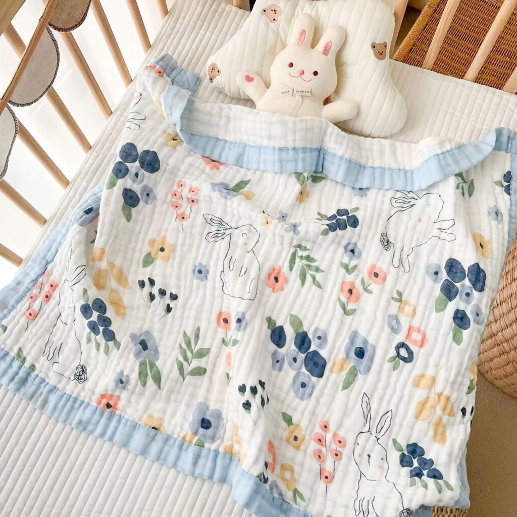 婴儿外出小毯子薄款夏季婴儿纱布棉毛巾被子推车盖毯午睡夏凉被跨