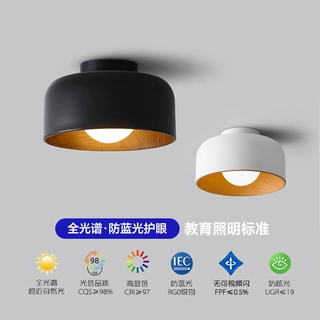 入户玄关灯门厅复古侘寂风过道走廊吸顶灯创意木纹日式民宿阳台灯
