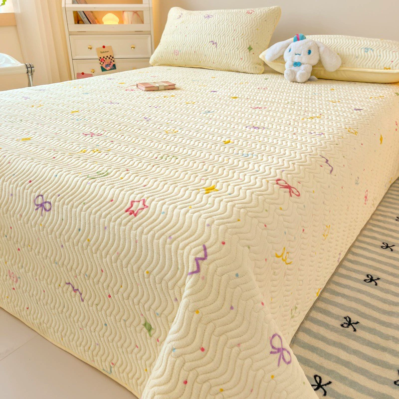 Зимнее утолщенное покрывало из новой коллекции «Молочный велюр» для односпальных и двуспальных кроватей, теплое постельное белье, свежий и нежный стиль, стеганое одеяло для осени и зимы.