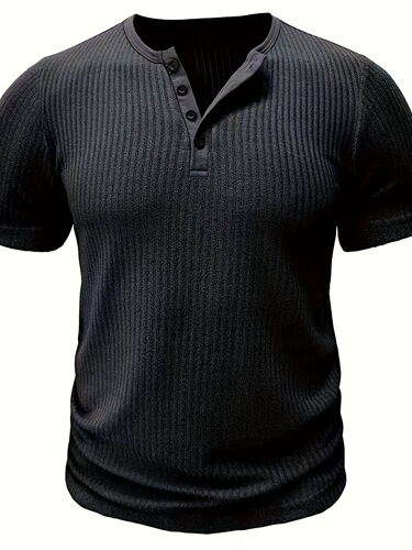 Short Sleeve Solid Stripe Pattern Knit T-shirt Chic And Cross-border