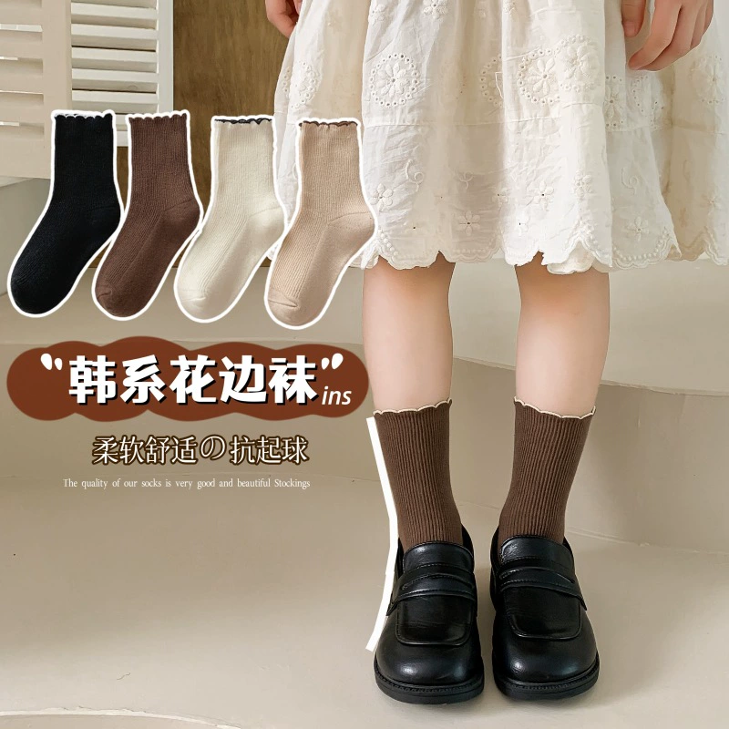 Brand children's autumn demi-season knee socks, mid-length