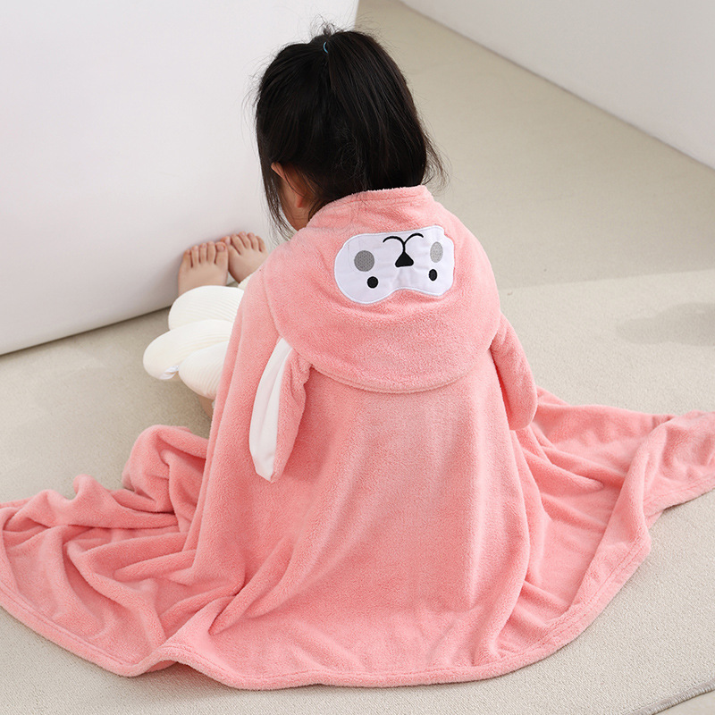 Children's Bath Towel Hooded Poncho Baby Bathrobe Cartoon Coral Fleece Soft Bath Baby Wearing Hooded Poncho Children's Bath Towel Hooded Poncho Baby Bathrobe Cartoon Coral Fleece Soft Bath Baby Wearing Hooded Poncho