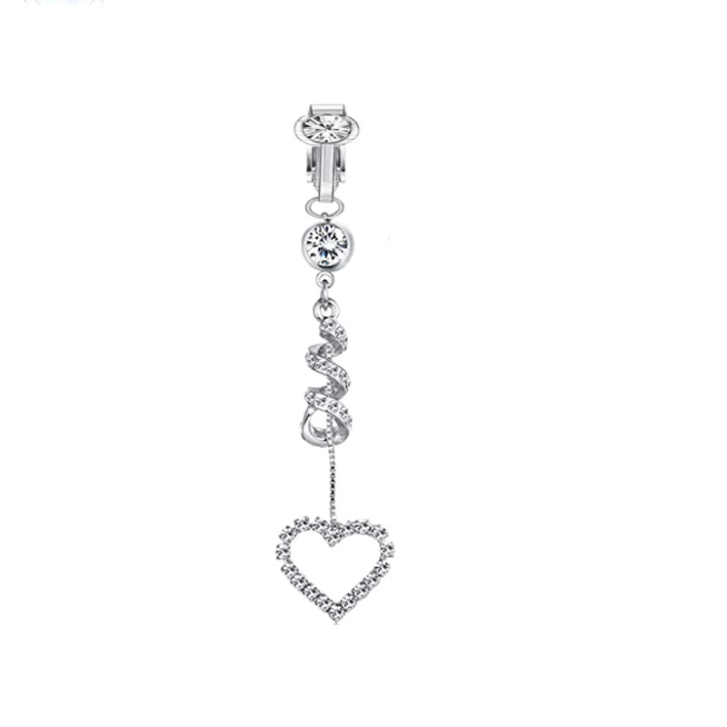 Fashion Heart Shape Crown Butterfly Stainless Steel Plating Zircon Ear Clips Umbilical Ring display picture 3