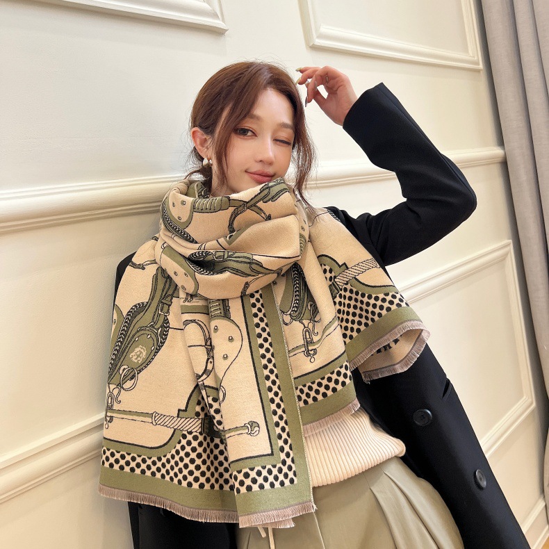 Sciarpa jacquard in cashmere imitazione di alta qualità e di lusso leggero, scialle invernale versatile da donna, antivento e caldo spesso_voghion.com