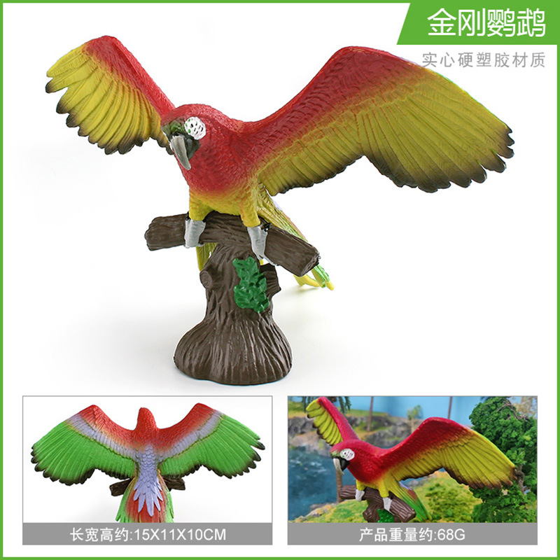 Simulación transfronteriza pájaro loro modelo niño cognoscitivo guacamayo bosque animal decoración juguete