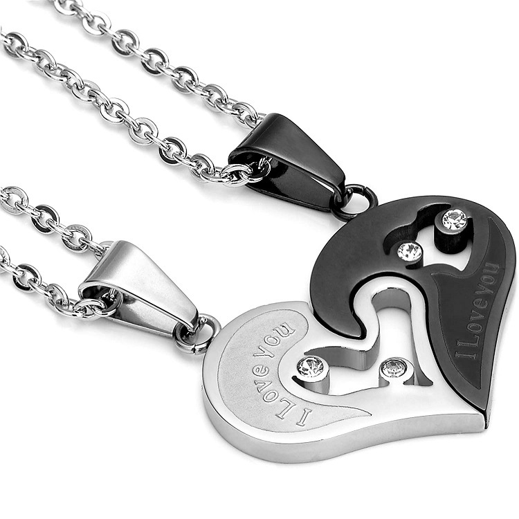 cable chain Chain Type 1 Pair Quantity Simple Style Heart Shape 204-301 Stainless Steel Cable Chain Pendant Necklaces Wholesale