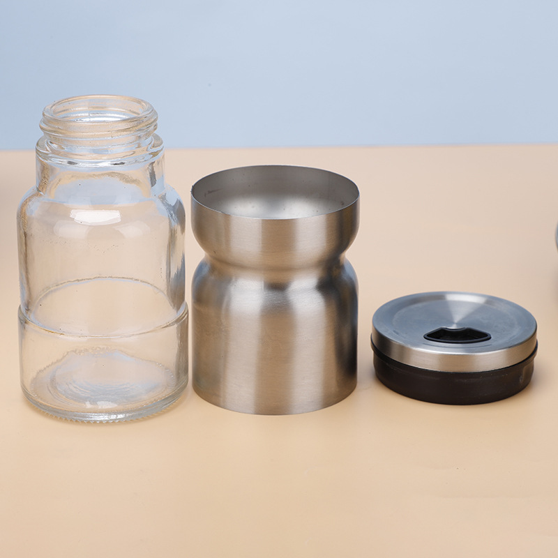 Venta al por mayor giratorio de acero inoxidable condimento tarro de pimienta tarro hogar Cocina Barbacoa botella condimento caja personalización