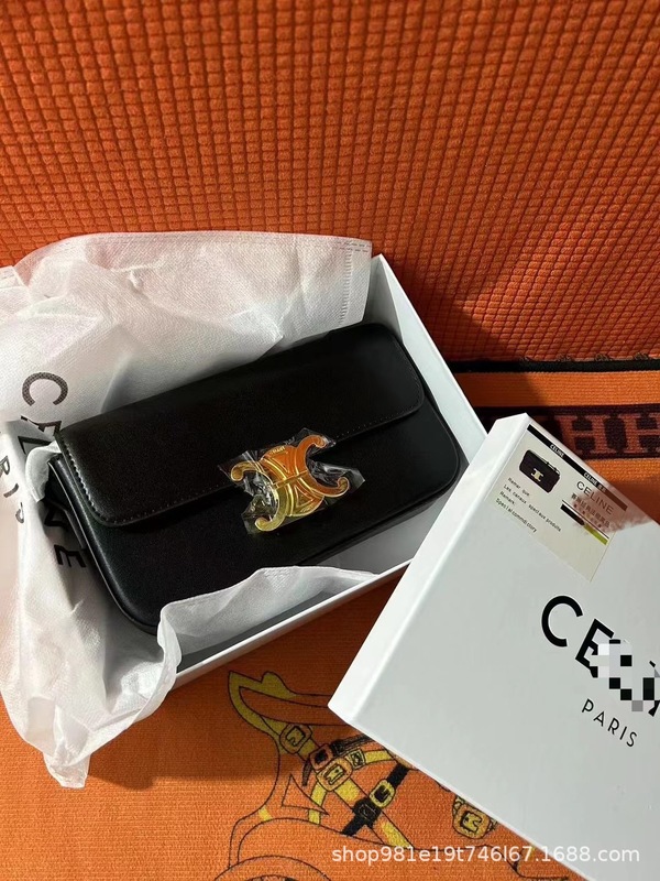新款轻便休闲Ce家黑色经典法棍腋下锁扣小方包单肩斜挎包工厂直销|undefined