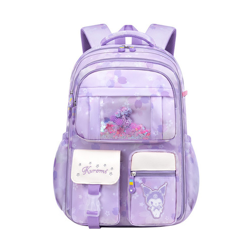 New Kuromi Girls' Lightweight Backpack, Large Capacity Dual-Shoulder Bag for Primary School Students, Waterproof Backpack for Grades 3 to 6