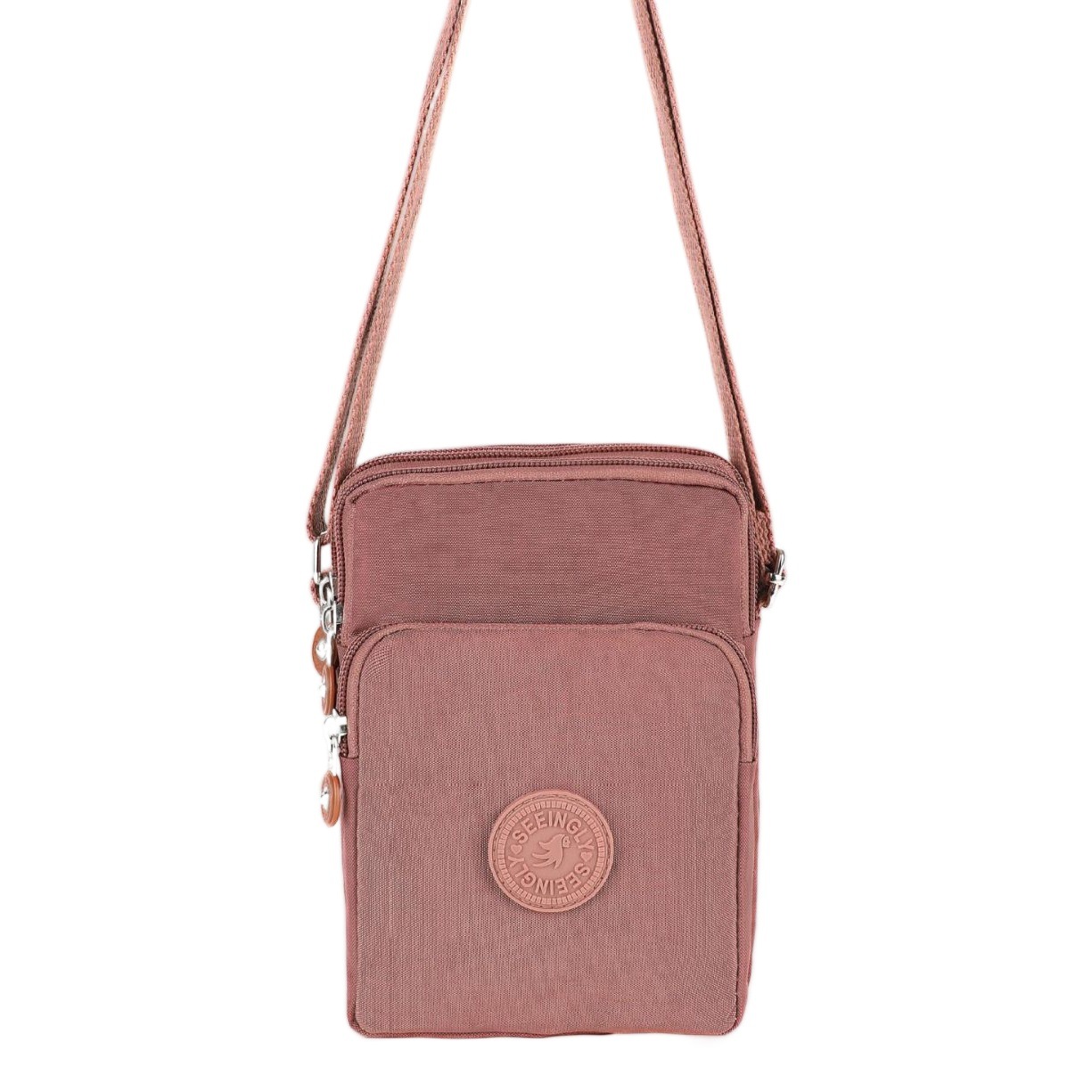 Factory foreign trade vertical version mobile phone bag female Korean simple zipper shoulder crossbody vertical version nylon mobile phone bag wholesale