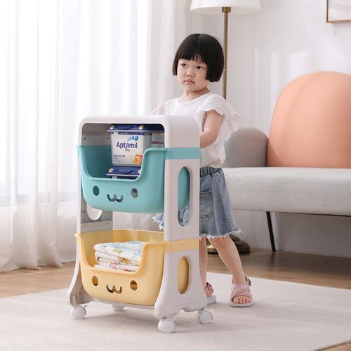 Storage rack for children's toys, small push cart, multi-layer storage shelf, home snack miscellaneous classification floor standing display rack