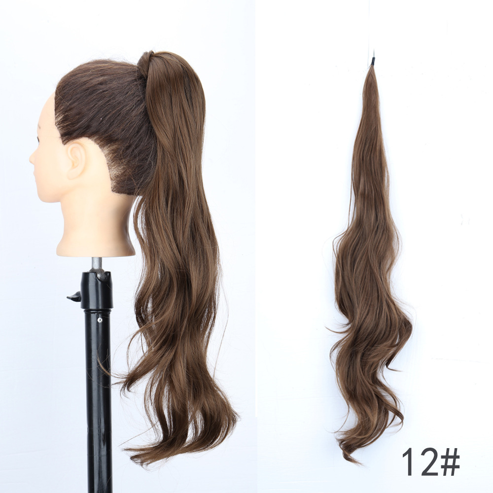 28 pulgadas largas pelucas de cola de caballo europeas y estadounidenses alrededor extensión de cabello de cola de caballo barra de cabello