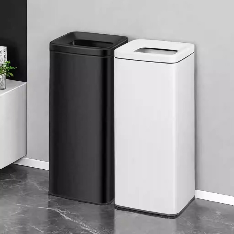 Stainless Steel Square Trash Bin Large Capacity Hotel Commercial Office Building Toilet Wash Desk Toilet Paper Storage Bucket