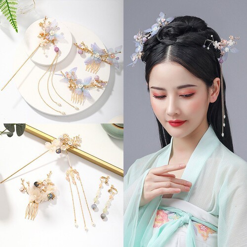 Tuanming ancient style hairpin tassels high-end hairpin new Chinese Hanfu hair accessories step set hairpin headwear