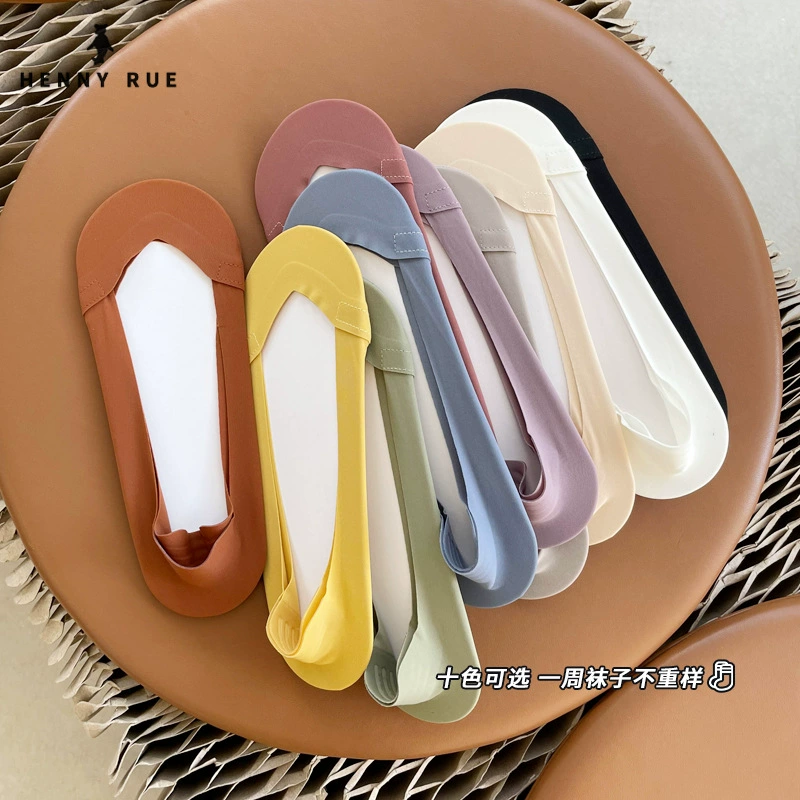 Весной и летом новые носки, женские красочные ледяные шелковые куриные сердца с мелким ртом, женские носки-лодочки