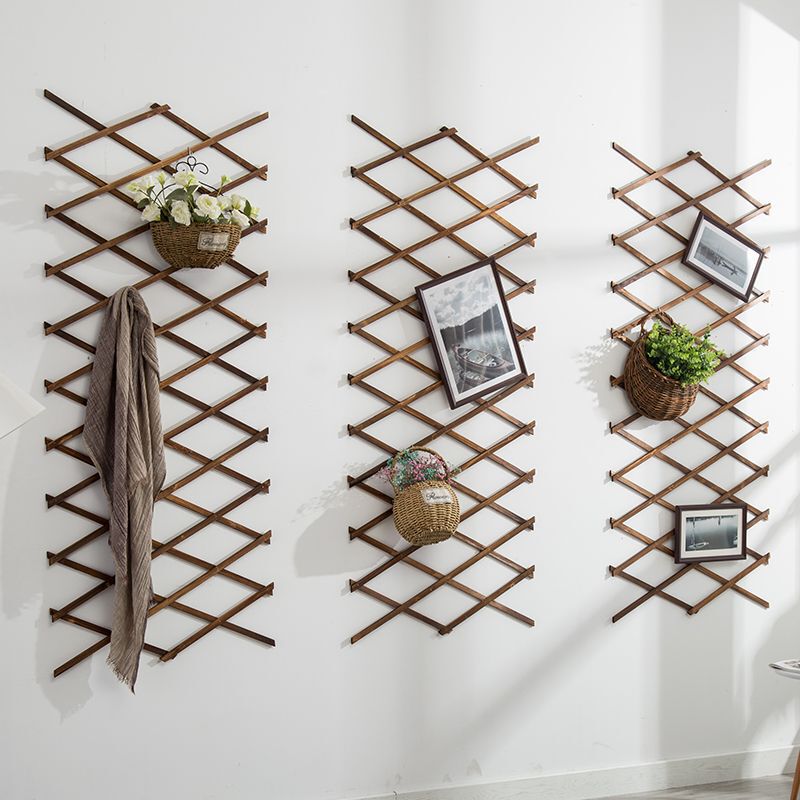 Flower Rack Climbing Rack Wrought Iron Outdoor Anticorrosive Wood Fence Telescopic Solid Wood Fence Fence Wall Decoration Grid