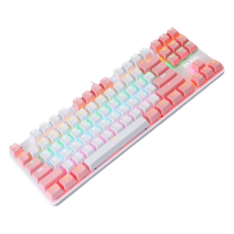 Cross-border Hot K100 de dos colores 87 clave verde eje Teclado mecánico rojo y verde Eje USB CF LOL comer pollo e-sports Internet Café