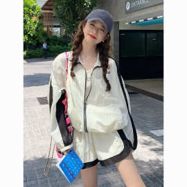 跨境防晒衣套装女小个子薄款时尚速干透气立领夏季户外两件套女潮