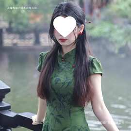 【丹青客】新中式提花改良旗袍女春气质复古短袖连衣裙图片色涤纶