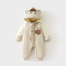 婴儿夹棉外出服带帽子宝宝连帽加棉外穿连体衣冬季加厚爬服儿童