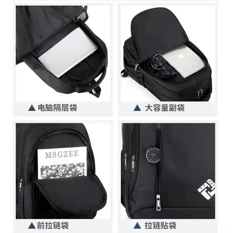 Capacious School Backpack, Korean Style, Laptop Compartment, USB Strap, Multiple Colors
