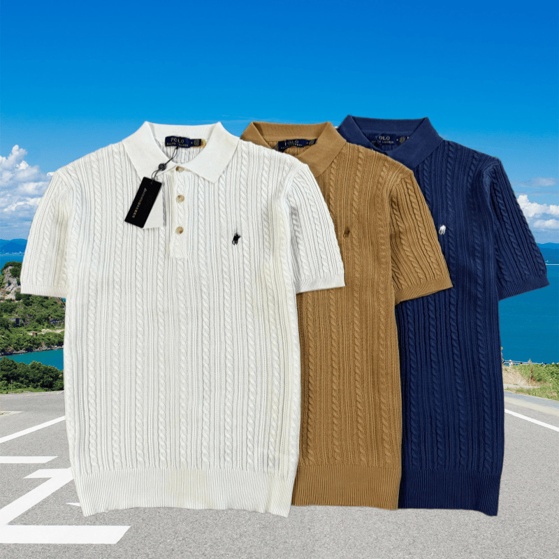 Cross-border small horse logo autumn and winter lapel retro button-up twisted embroidery couple polo short-sleeve sweater for men and women Cross-border small horse logo autumn and winter lapel retro button-up twisted embroidery couple polo short-sleeve sweater for men and women