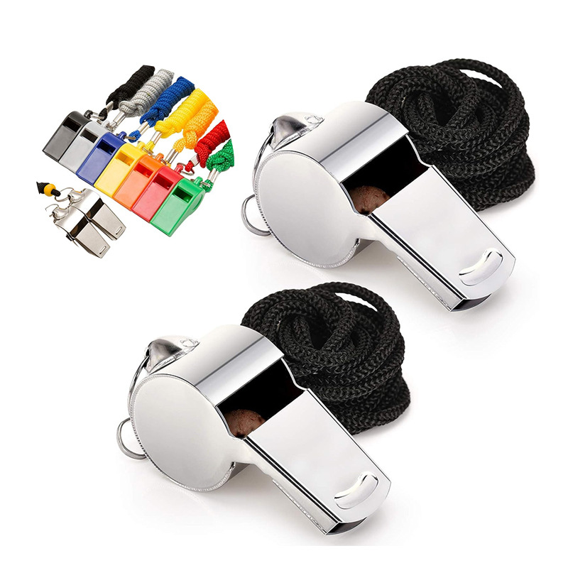 Whistle stainless steel super loud sports whistle with lanyard referee whistle Metal Whistle Sports rescue whistle