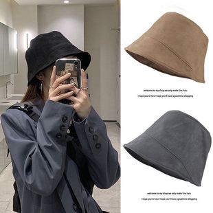 Women's Spring and Autumn Face Shading Suede Fisherman Hat