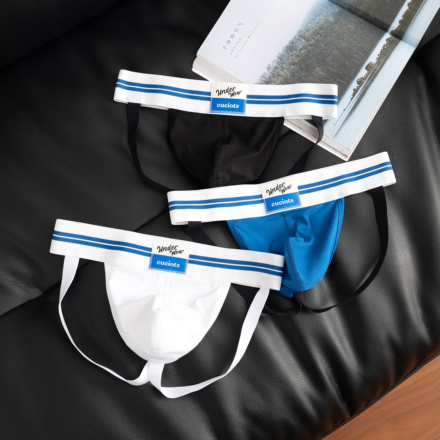 Sexy Men's Double Thong Underwear Modal Large Pouch Personalized Hollow Men's Thong Gay Underwear Youth