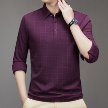 时尚品牌男士T恤长袖中年爸爸装高端休闲上衣秋冬款翻领POLO衫男