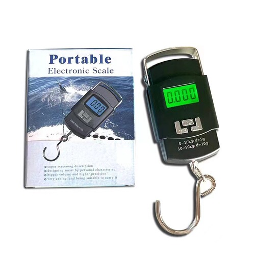 Cross-border factory direct sales 50kg stainless steel hook scale portable backlit portable scale luggage scale A08 electronic scale