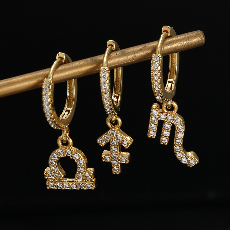 Simple Style Constellation Copper Plating Inlay Zircon Drop Earrings 1 Piece