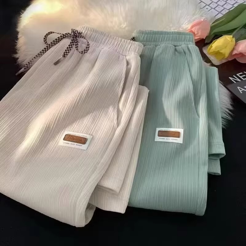 American Street Waffe Sweatpants Men's Loose High Street Straight Bf Wide Leg Label Casual Trendy Ins Trendy Pants American Street Waffe Sweatpants Men's Loose High Street Straight Bf Wide Leg Label Casual Trendy Ins Trendy Pants
